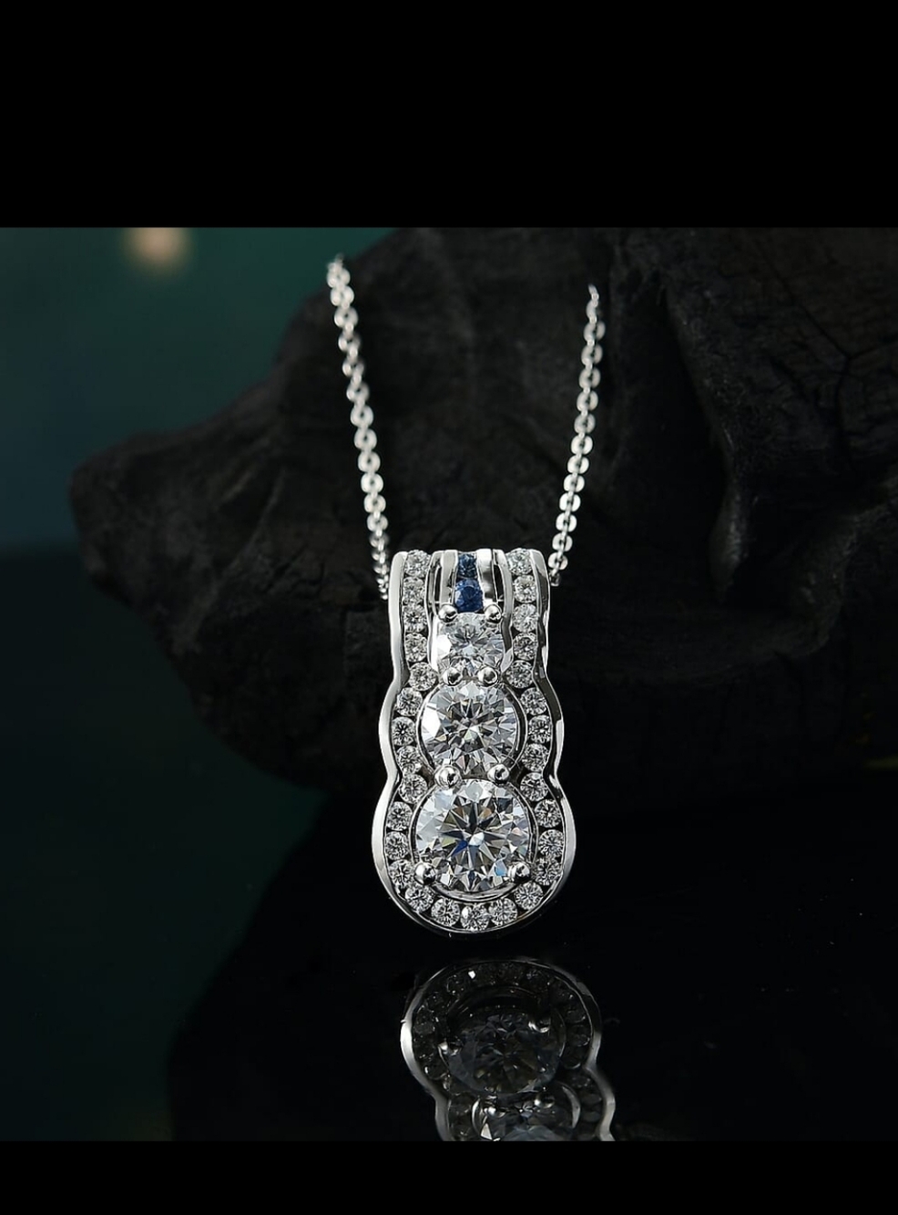 NEW Moissanite & Kanchanaburi Blue Sapphire Pendant Necklace